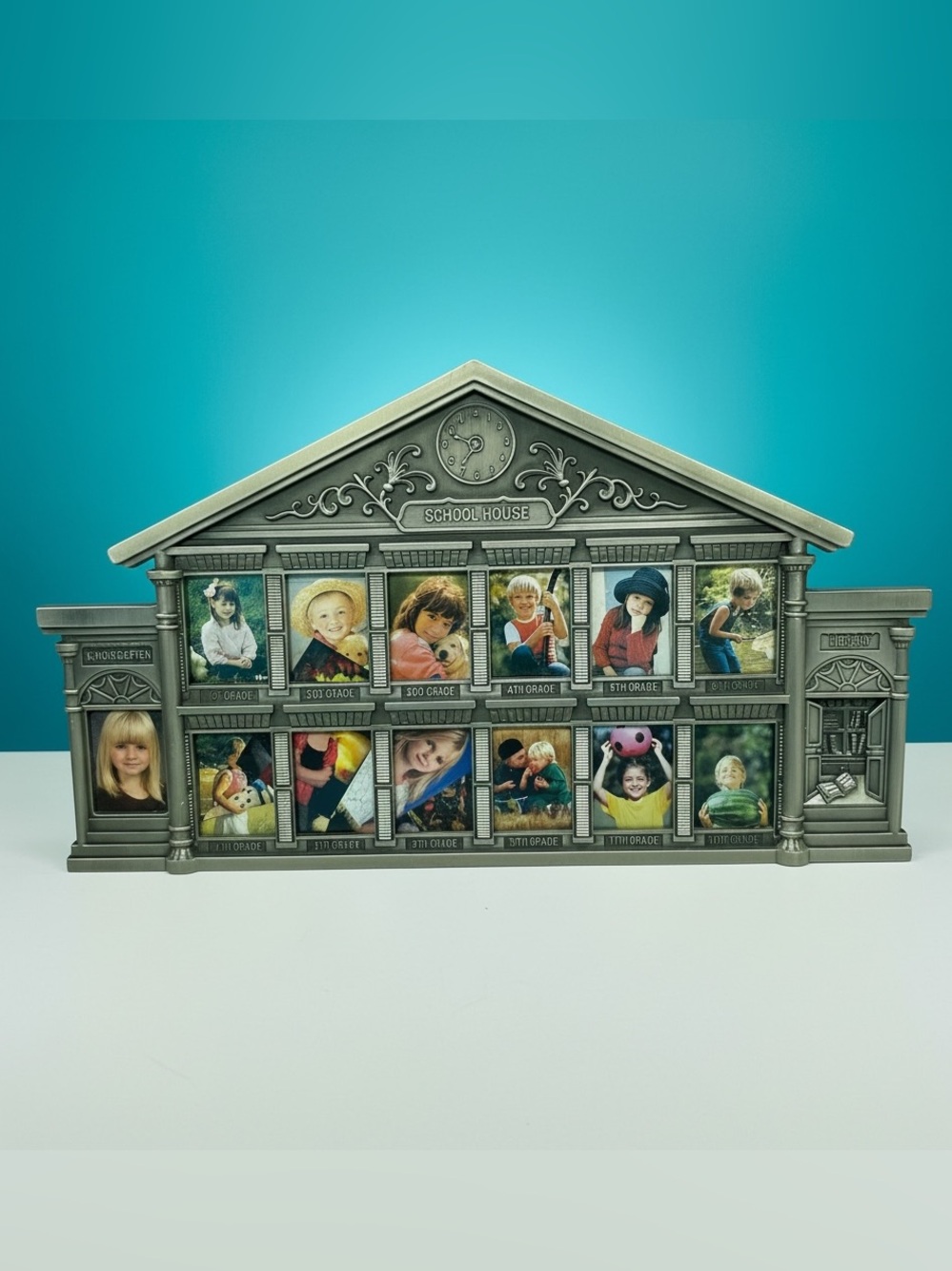Vintage Metal School House K-12 Days Picture Frame Glass Panes